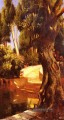 Die Treppe unter den Bäumen Araber Maler Rudolf Ernst